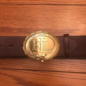 Ralph Lauren Brown Leather Belt w/ gold hardware